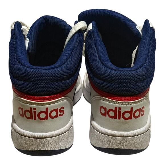 Adidas Hoops 3.0 Mid EWhite Blue Red Sneakers Youth 5Y Basketball Casual Shoes - Picture 5 of 8
